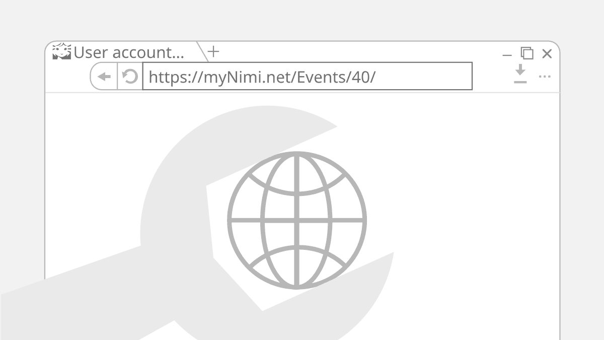 Browser interface with a repair wrench and active tab: "User account registration fixed".