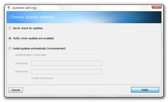 Nimi Visuals updates can be configured to either to automatically update, just notify or do not check for new versions.