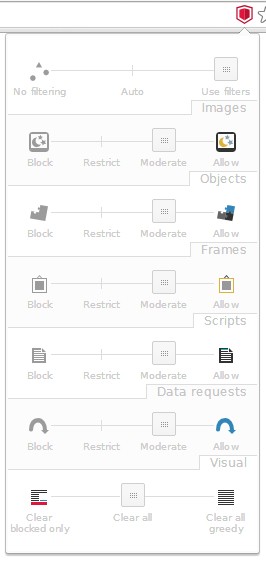 Shield settings can be adjusted individually for websites from popup menu.
