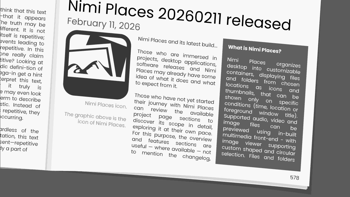 Magazine page with an article covering "Nimi Places 20260211 released".