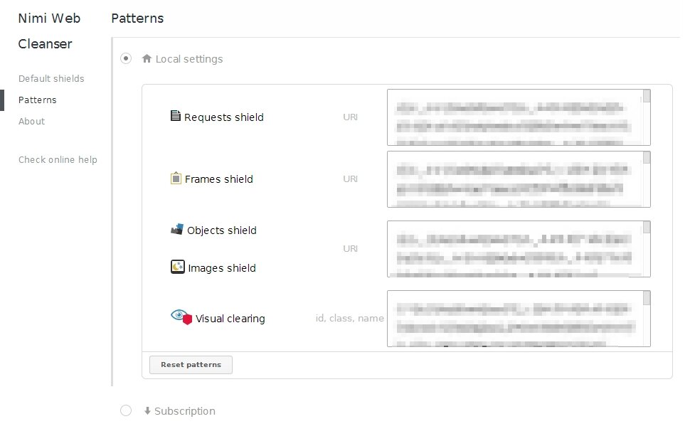 Nimi Web Cleanser — Pattern settings of mainline branch
