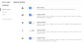Nimi Web Cleanser — default shields settings of sideline branch